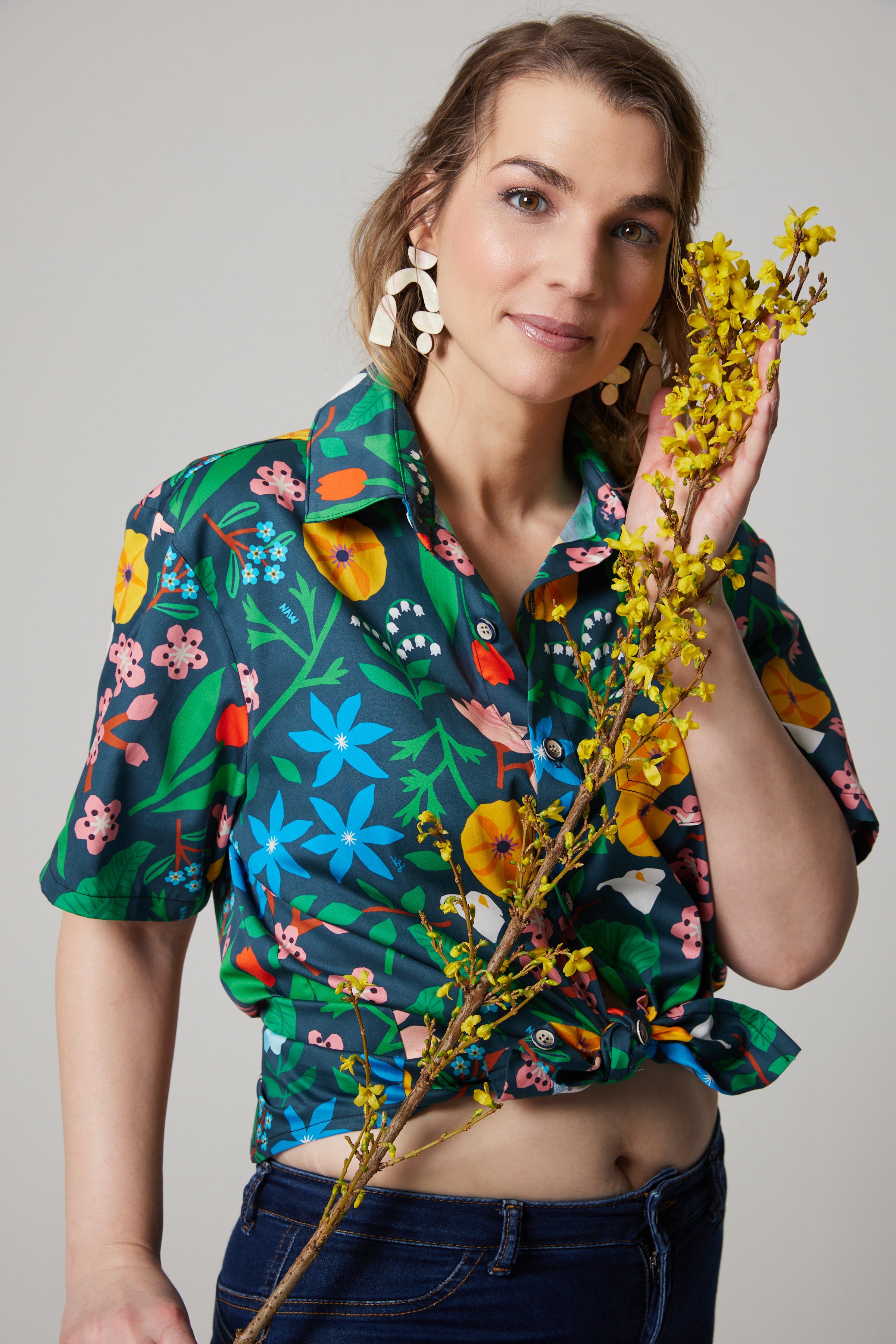Chemise à poches en popeline de coton - Myriam Van Neste Floral
