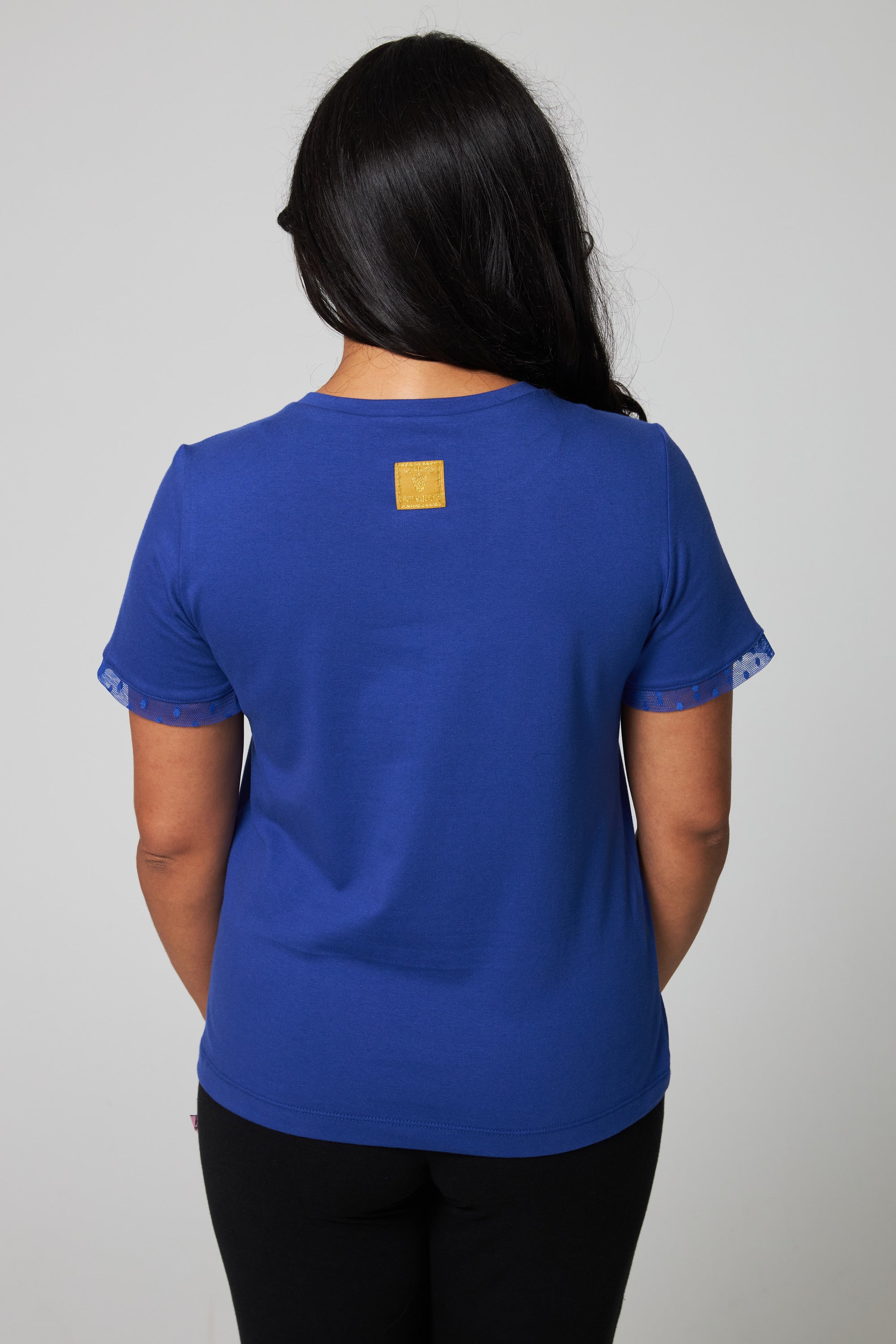 T-shirt tulle à pois - Bleu