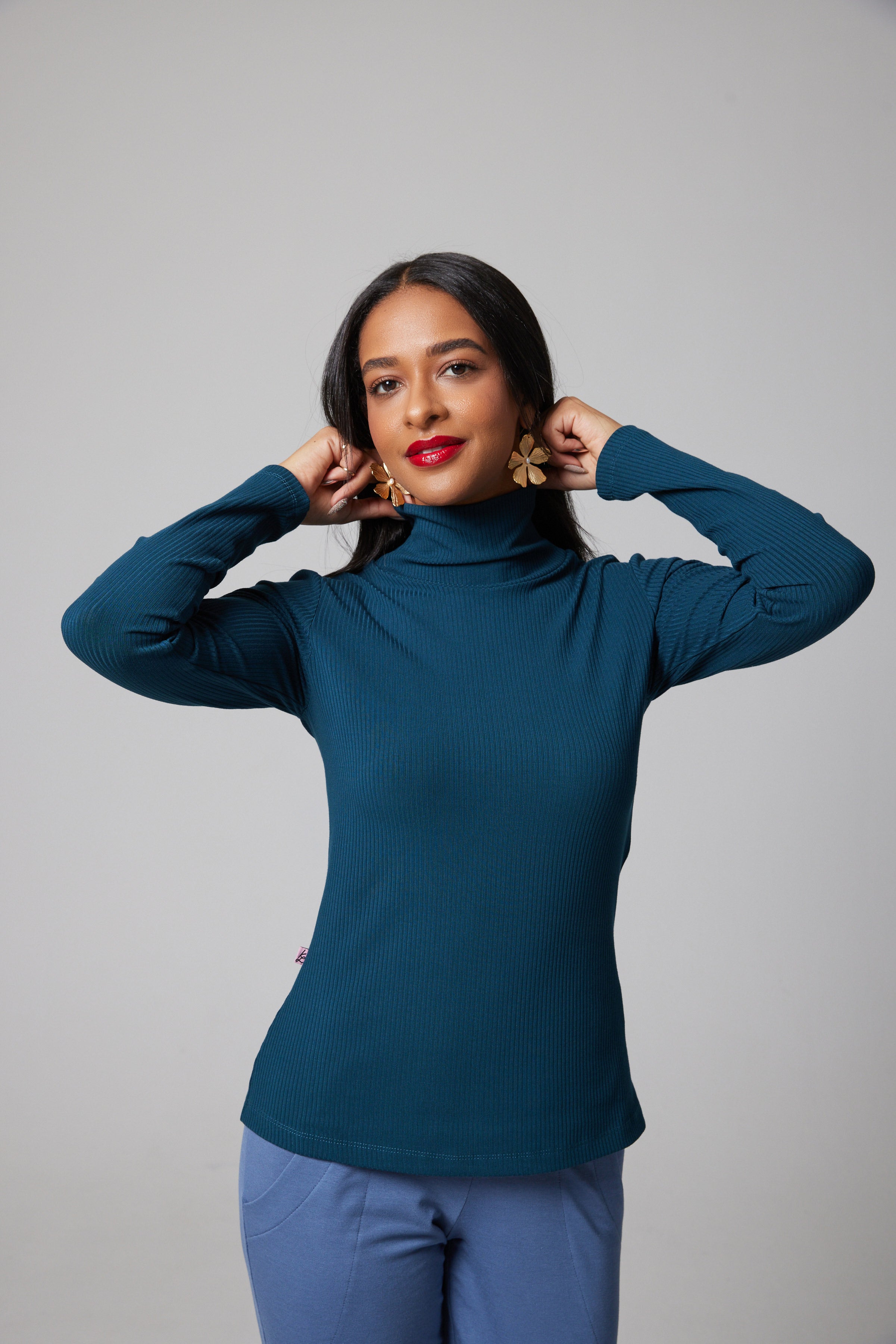 Ribbed Perfect Turtleneck - Teal