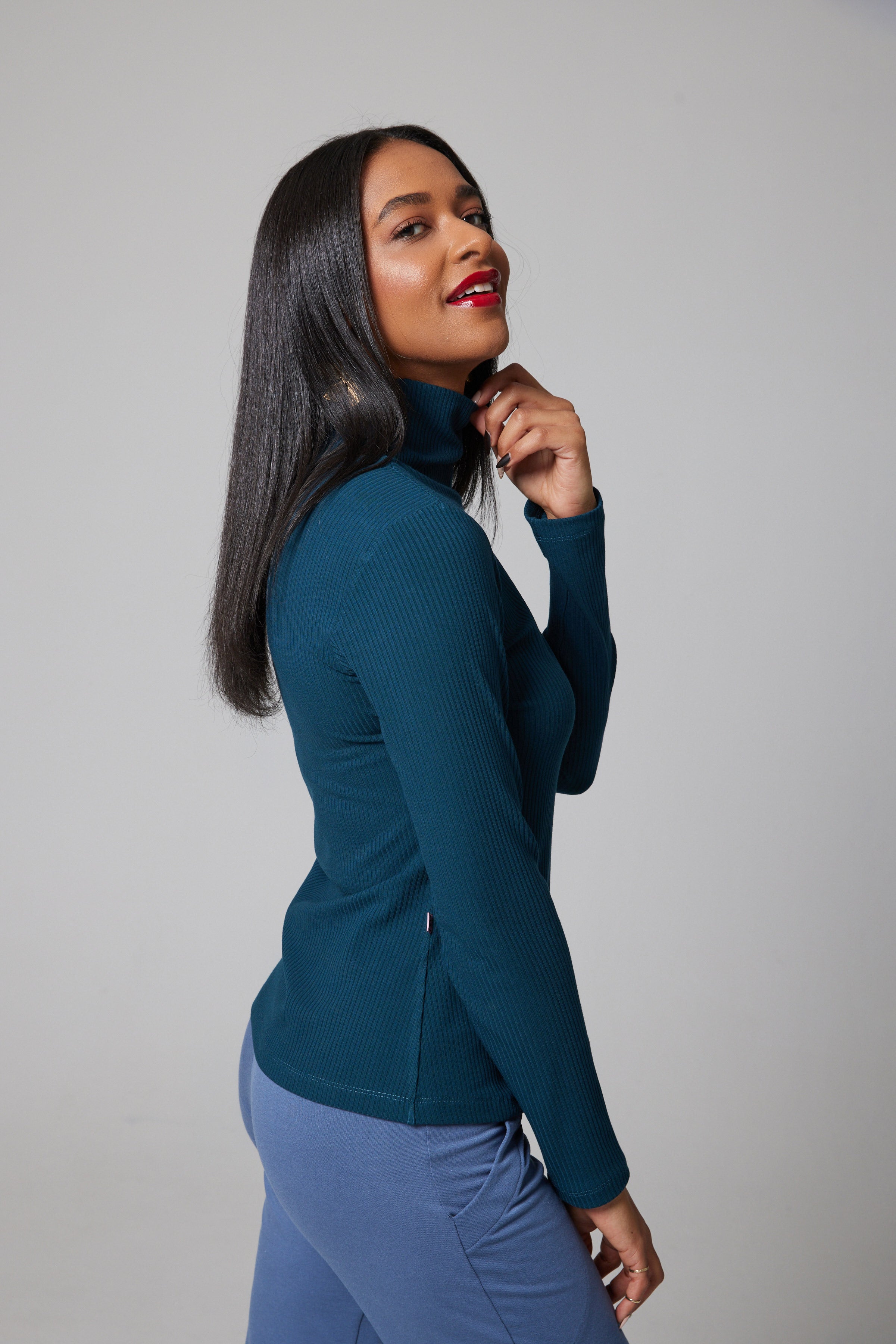 Ribbed Perfect Turtleneck - Teal