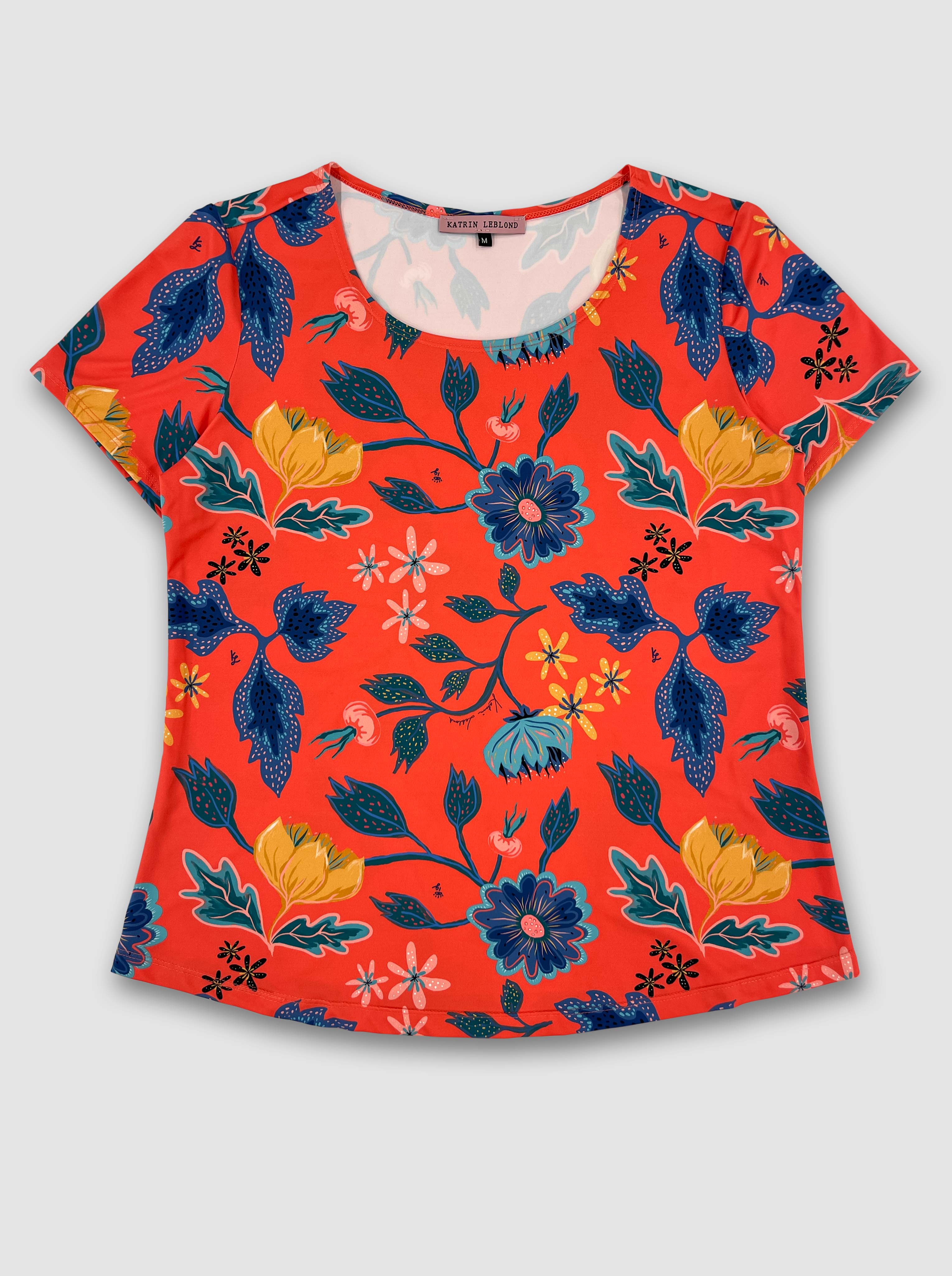 T-shirt à Encolure Dégagée - Églantine Corail