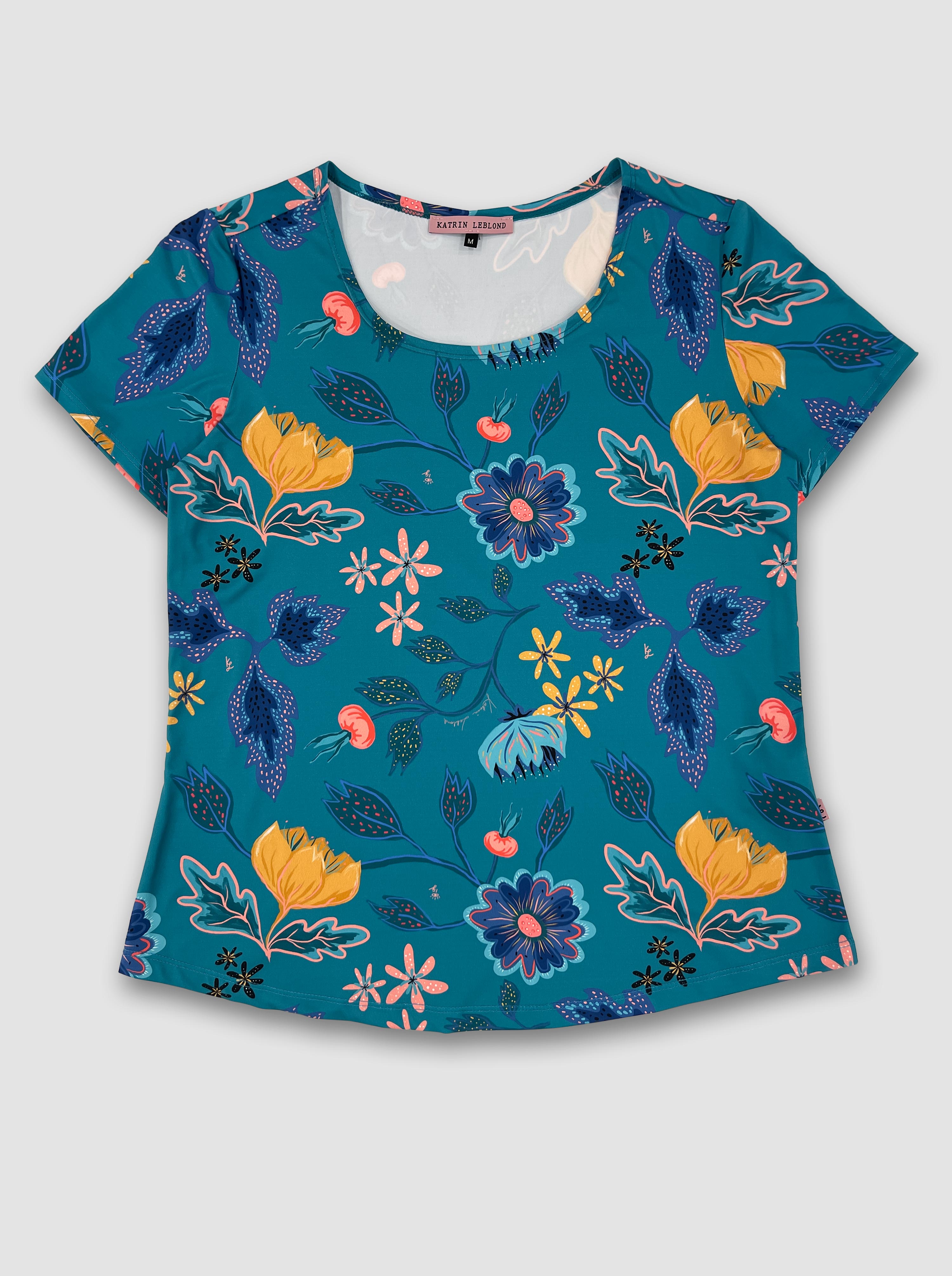 Scoop Neck T-shirt - Rosehip Turquoise