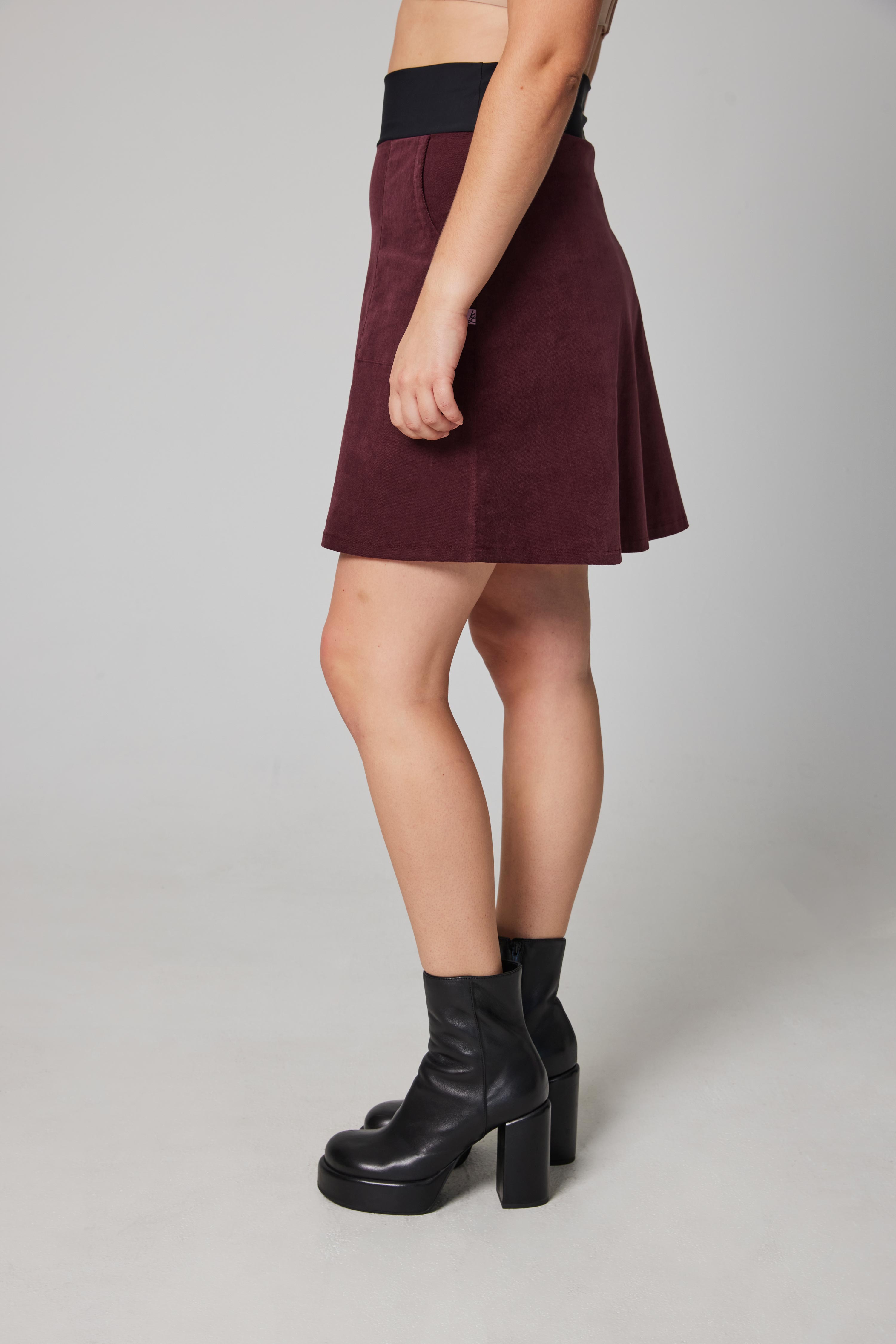 Velvet Corduroy Skirt - Maroon