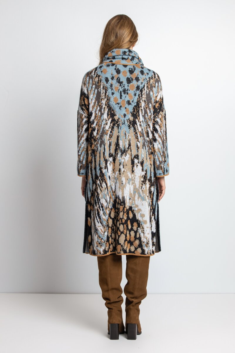 IVKO Jacquard Coat, Brocade Pattern - Almond